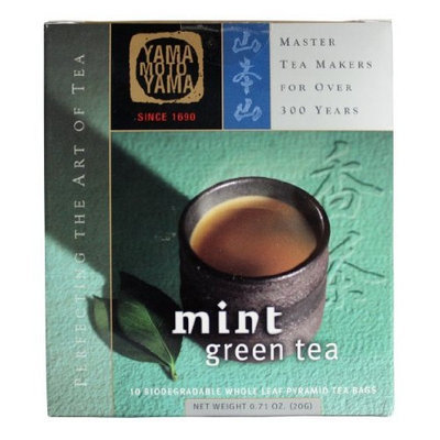 Yamamotoyama Mint Green Tea Pyramid Bag, 0.71-Ounce Boxes (Pack of 3)