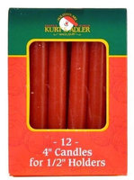 Kurt Adler Red 0.5-Inch Diameter Dripless Christmas Candles, Set of 12