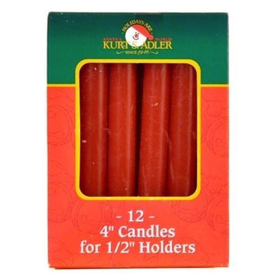 Kurt Adler Red 0.5-Inch Diameter Dripless Christmas Candles, Set of 12