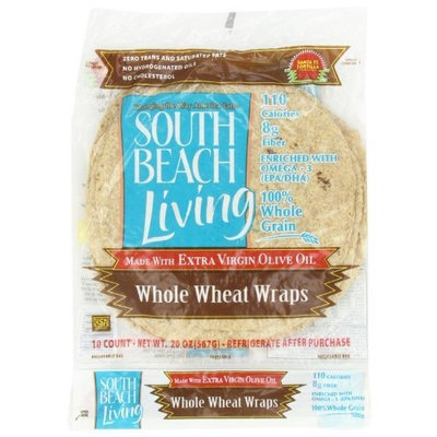South Beach Diet Whole Wheat Wrap, 10-Count, 8-Inch Wrap (Pack of 6)