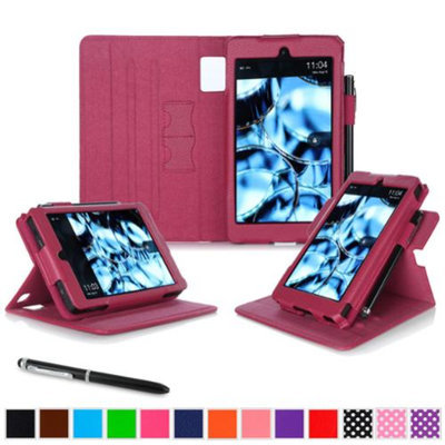 Kindle Fire HD 6 Tablet (2014) Case, roocase new Kindle Fire HD 6 Dual View Folio Case with Sleep / Wake Smart Cover with Multi-Viewing Stand for All-New Fire HD 6 Tablet (2014), Magenta