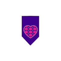 Ahi Argyle Heart Pink Screen Print Bandana Purple Large