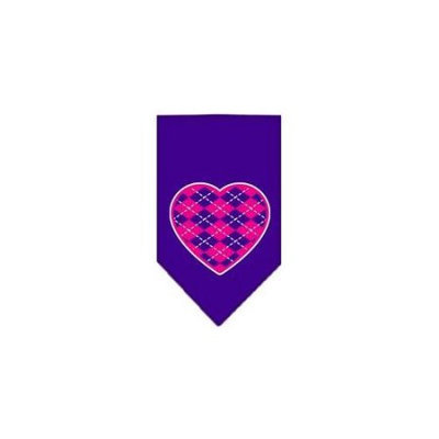 Ahi Argyle Heart Pink Screen Print Bandana Purple Large