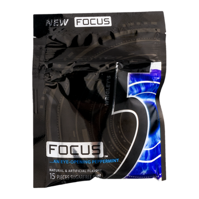 Wrigley's 5 Focus Sugarfree Gum Focus Eye-Opening Peppermint - 15 CT