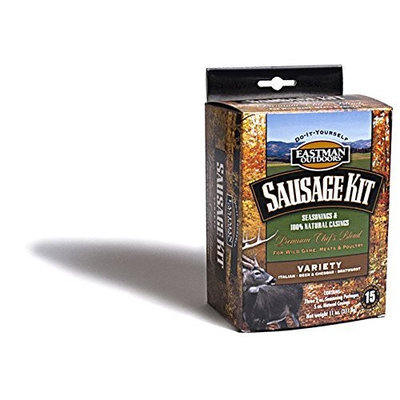 Eastman Outdoors 38661 Variety Sausage Kit for Wild Game, Meats, and Poultry (Makes 15 Pounds Combined Italian, Bratwurst, Beer and Cheddar Includes Natural Hog Casings)