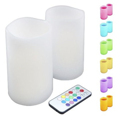 Lumabase Wax LED Flickering Candles - Multicolor (2 Count)