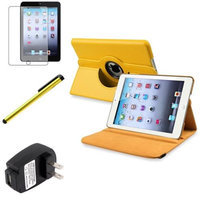 Insten iPad Mini 3/2/1 Case, by INSTEN Yellow 360 Leather Case Cover+Matte Protector/Pen/for iPad Mini 3 2 1