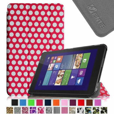 Fintie Slim Shell Leather Case for New Dell Venue 8 (2014 Version) 8-Inch Android Tablet, Polka Dot Pink