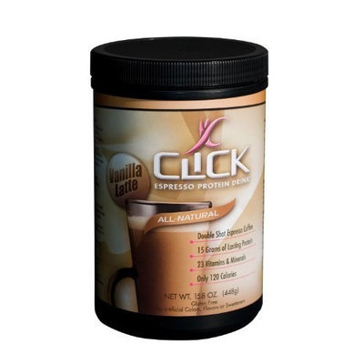 CLICK Espresso Protein Drink All-Natural Vanilla Latte, 15.8-Ounce Canister