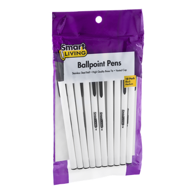 Smart Living Ballpoint Pens Black Medium - 10 CT