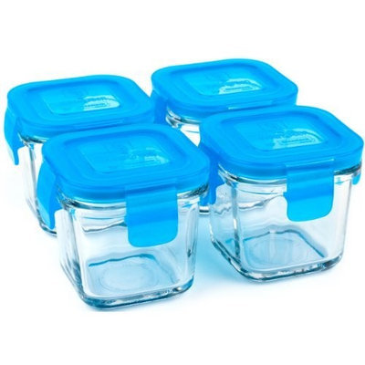 Wean Green Wean Cubes 4oz/120ml Baby Food Glass Containers - Blueberry (Set of 4)