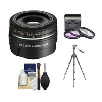 Sony Alpha DT 30mm f/2.8 Macro SAM Lens with 3 UV/FLD/CPL Filter Set + Tripod + Cleaning Kit for A57, A58, A65, A77, A99 DSLR Camera