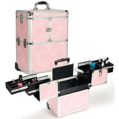 Seya Pink Snakeskin Hairstylist Rolling Case