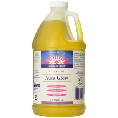Heritage Store Aura Glow Massage Oil, Unscented, 64 Ounce