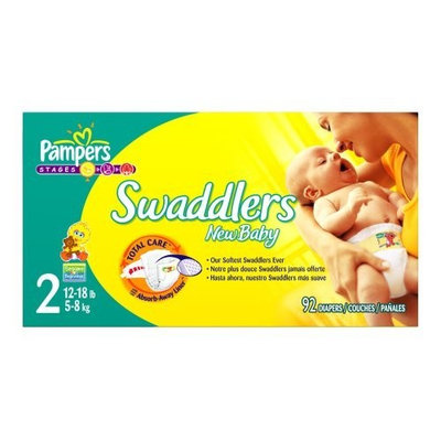 Pampers Swaddlers Diapers, Size 2, 92-Count