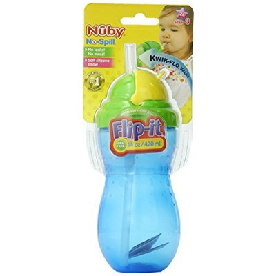 Nuby 14 oz Flip-It Leak Proof Straw Bottle (Discontinued by Manufacturer)