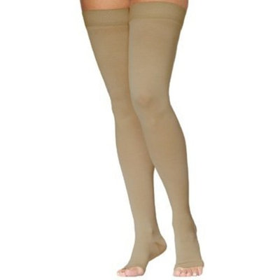 Sigvaris Access Thigh High 30-40mmHg Unisex Open Toe Long Length, Large Long, Crispa