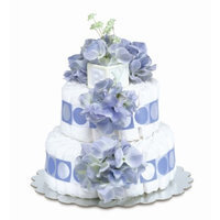 Bloomers Baby Diaper Cake Classic Blue Hydrangea 2-Tier