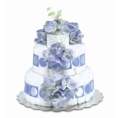 Bloomers Baby Diaper Cake Classic Blue Hydrangea 2-Tier