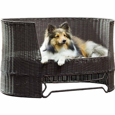 The Refined Canine's Wicker Dog Day Bed with Outdoor Cushion