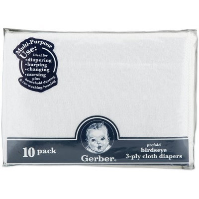 Gerber Prefold Birdseye Ply Cloth Diapers, White (Discontinued by Manufacturer) Pack