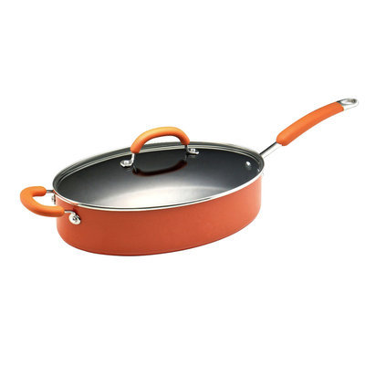 Meyer Rachael Ray Orange Porcelain Enamel Cookware 5-qt. Covered Oval Saut? Pan