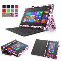 Fintie Folio Leather Case Cover for Microsoft Surface RT / Surface 2 10.6 inch Tablet, Leopard Magenta