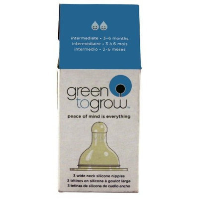 Green To Grow Replacement Silicone Nipple, Wide Neck, Intermediate, 3 per Pack; 2 packs.
