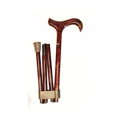 Med-aid Derby Handle Carbon Fiber Walking Cane - Four Section Foldable Color: Chameleon