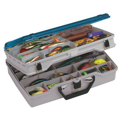 Plano Satchel Two-Level Tackle Box, Beige/Blue