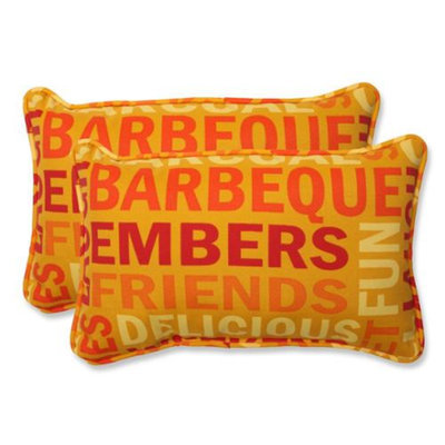 Pillow Perfect Outdoor 2-Piece Rectangular Throw Pillow Set - Yellow/Orange Grillin
