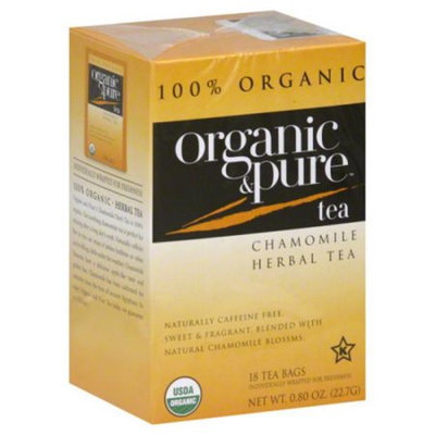 Organic & Pure Organic and Pure Chamomile Herbal Tea, - Pack of 6