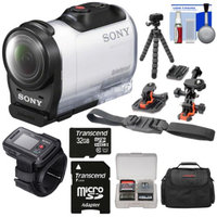 Sony Action Cam HDR-AZ1 Mini HD Video Camera Camcorder & Live View Remote with 32GB Card + 2 Helmet & Flat Surface Mounts + Case + Flex Tripod + Kit