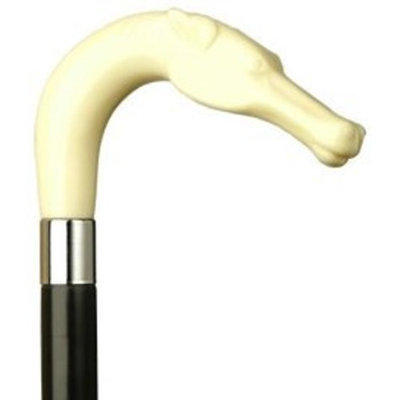 Harvy Unisex Horse Head L Black Maple Cane, Ivory Handle -Affordable Gift! Item #HAR-9140938