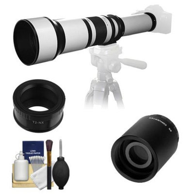 Samyang 650-1300mm f/8-16 Telephoto Lens (White) (T Mount) with 2x Teleconverter (=2600mm) + Cleaning Kit for Samsung NX20, NX200, NX210 & NX1000 Digital Cameras