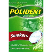 Polident Antibacterial Denture Cleanser, Smokers 102 Tablets