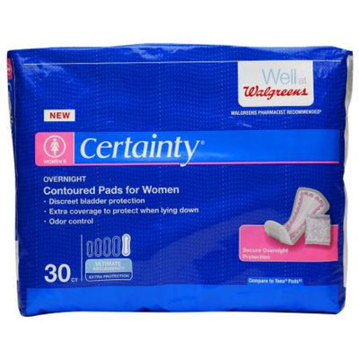 Walgreens Certainty Pads for Women, Overnight Absorption, 30 ea