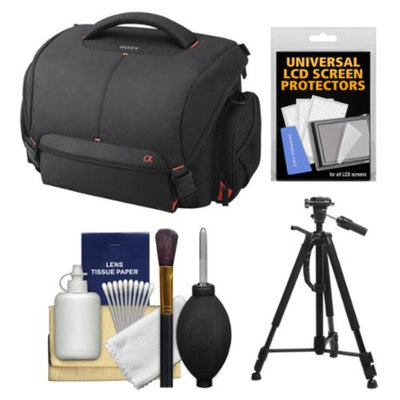 Sony LCS-SC21 Soft Digital SLR Camera Carrying Case with Tripod + Cleaning Kit for Alpha SLT-A37, A57, A58, A65, A77 & A99