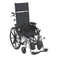 Drive Medical Viper Plus Light Weight Reclining Wheelchair with Elevating Legrest and Various Flip Back Arm Styles, Black, 20
