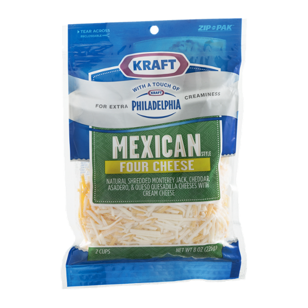 Kraft Shredded Cheese Mexican Style Four Cheese with Philadelphia Cream Cheese