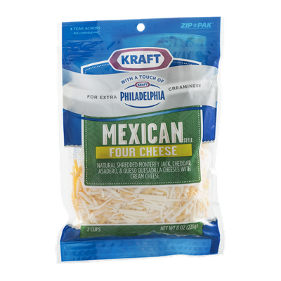 Kraft Shredded Cheese Mexican Style Four Cheese with Philadelphia Cream Cheese
