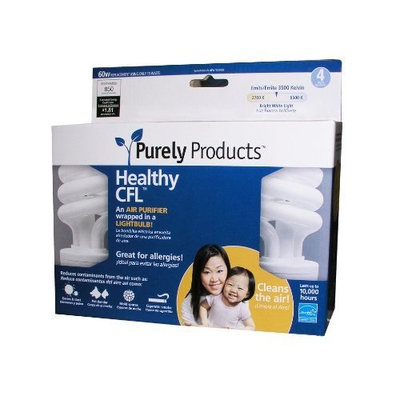 Purely Products PA154M35 3500 Kelvin Mini 15 Watt Healthy CFL, 4-Pack