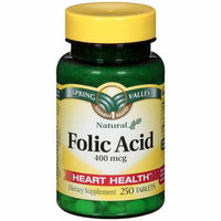 Spring Valley : Natural 400 Mcg Heart Health Folic Acid Dietary Supplement