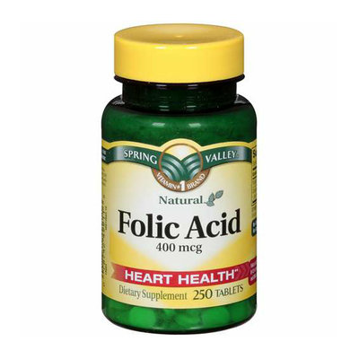 Spring Valley : Natural 400 Mcg Heart Health Folic Acid Dietary Supplement
