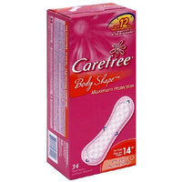 Carefree Body Shape Pantyliners, Maximum Protection, Unscented, 34-Count Boxes (Pack of 4)