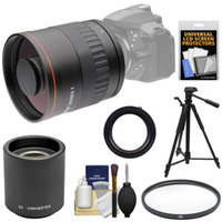 Vivitar 800mm f/8 Mirror Lens with 2x Teleconverter (=1600mm) + Tripod + Filter Kit for Pentax K-01, K-5 II IIs, K-7, K-30, K-50 Cameras