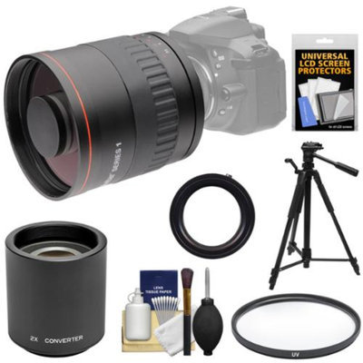 Vivitar 800mm f/8 Mirror Lens with 2x Teleconverter (=1600mm) + Tripod + Filter Kit for Pentax K-01, K-5 II IIs, K-7, K-30, K-50 Cameras