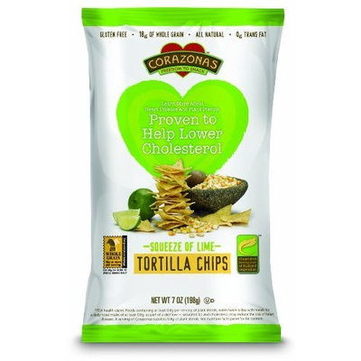Corazonas Whole Grain Tortilla Chips, Squeeze of Lime, 7-Ounce Packages (Pack of 6)