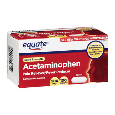 Equate Extra Strength Caplets Pain Reliever/Fever Reducer 100 Ct