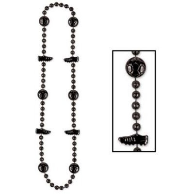 Party Central Pack of 12 Shiny Black Beaded Soccer Ball and Cleat Necklace Party Favors 36